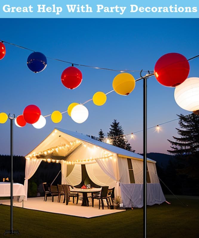 String Light Pole Stand for Outdoor String Lights Hanging, Use for Backyard, Garden, Patio, Party, Festival, Wedding, Picnic, 10FT, Matte, 3 Poles