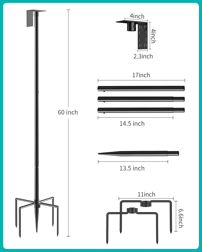 Bird Feeder Pole – 60 Inch Height Bird House Pole with 1-Inch Dia Heavy Duty for Birdfeeders, Feeding Stand with Mount Kit for Outdoor, Slip-Fit Connection