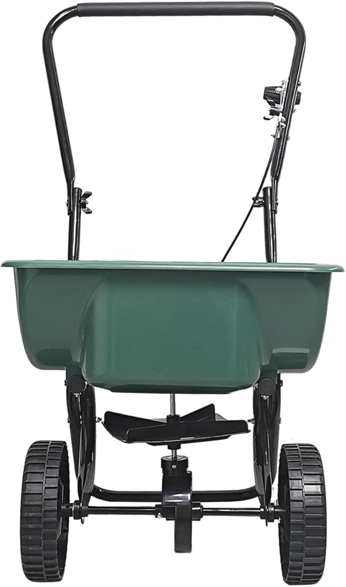 60LB Walk-Behind Broadcast Spreader for Seed,Fertilizer,Salt,Ice Melt, Fertilizer Spreader with Adjustable Drop Rate, Seed Spreaders for Lawns