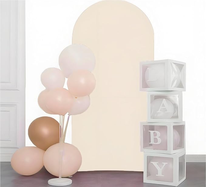 Beige 6.6 FT Arch Backdrop Cover, Beige Wedding Arch Cover 6.6 FT,Chiara Backdrop Covers for Party Decor