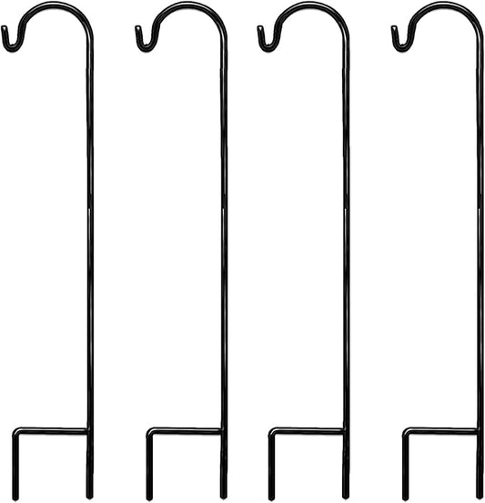 Ashman Shepherd's Hooks 35 Inch (4 Pack), Black, Made of Premium Metal for Hanging SolarLights, Bird Feeders, Mason Jars, Christmas Lights, Lanterns, Garden Stakes and Wedding Décor.