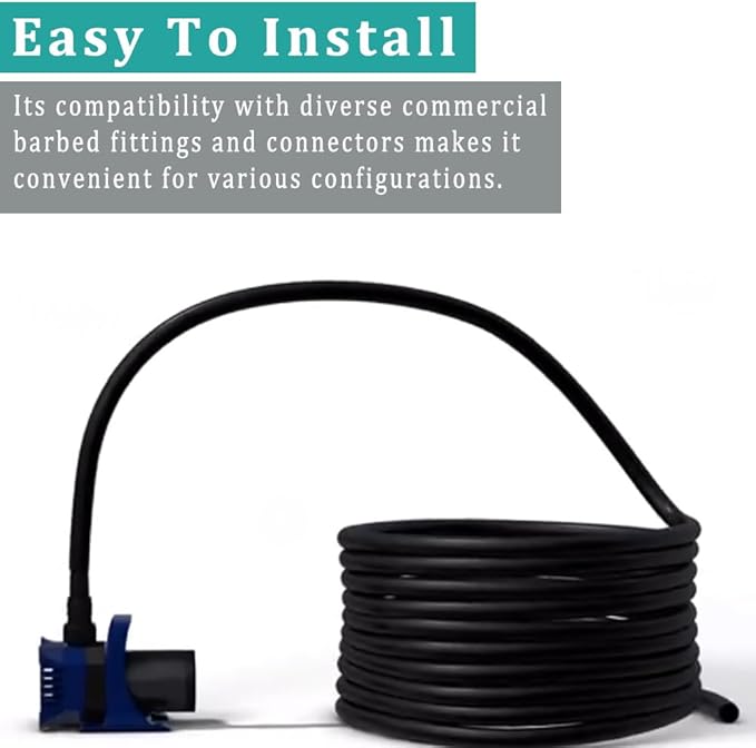 Black Vinyl Tubing 3/8” ID × 1/2” OD - 50 Feet PVC Flexible Plastic Tube Hybrid Hose, Transfer Water Air Oil for Pond Fountain Garden, Non-toxic and BPA free