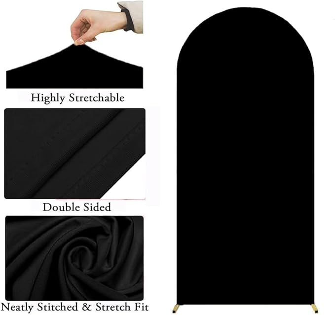 6.6 FT Arch Backdrop Cover, Black Wedding Arch Cover 6.6 FT, Background Stand Covers, Black Chiara Backdrop Cover for Party Celebration Decoration