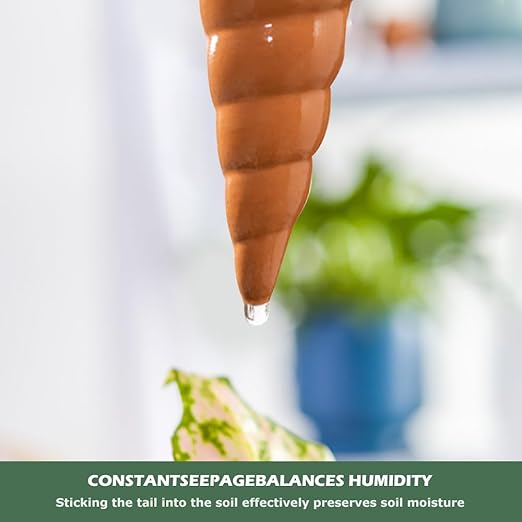 4 Pack Terracotta Watering Spikes, Vacation Self-Watering Planters Devices - Continuous Moisture with Slow Release Watering System - Perfect for Indoor Outdoor Plants (Owl Shape)