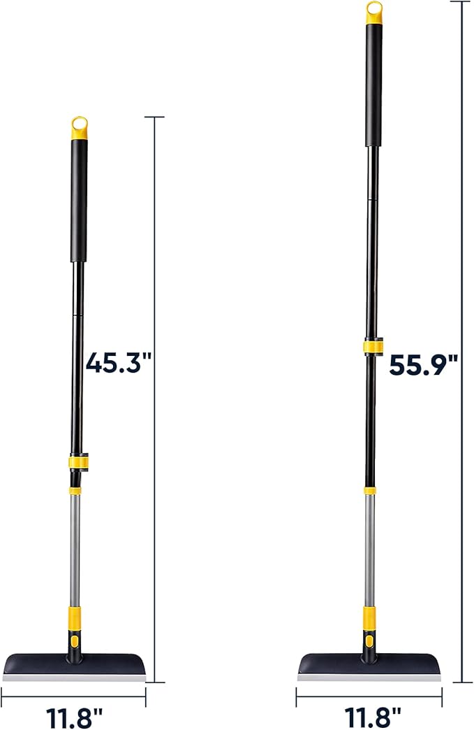 Yocada Floor Scrub Brush Telescopic Handle 2 in 1 Scrape Brush Stiff Bristle Shower Scrubber for Cleaning Patio Bathroom Garage Kitchen Wall Deck Tub Tile 55.9 inch Tall