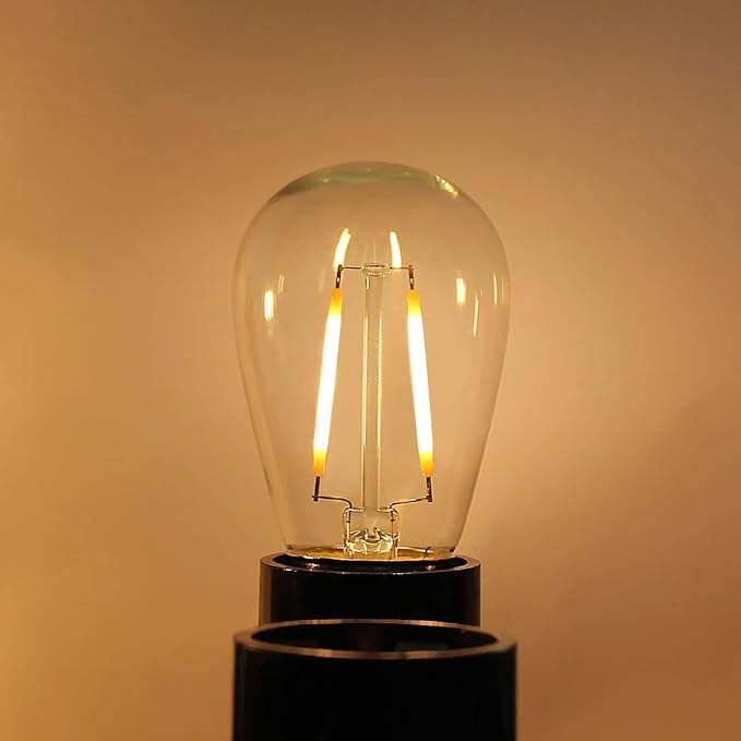 BRIMAX 2w S14 Led Edison Light Bulbs Outdoor 11w Incandescent Filament Bulb Replacement 2700K Bright Warm White Dimmable, E26 Base Durable Led Bulb for Outdoor Patio String Light,15pack