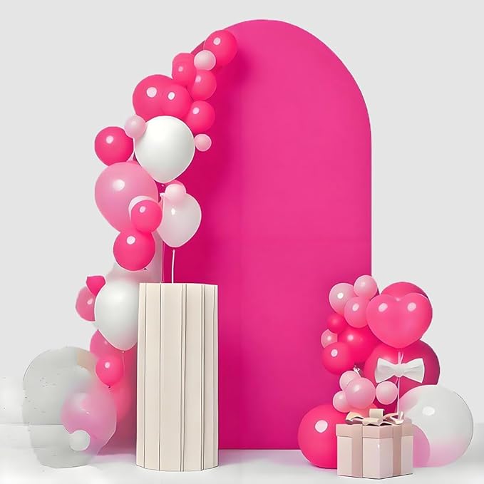 6.6 FT Hot Pink Arch Backdrop Cover, Hot Pink Wedding Arch Cover, Arch Backdrop Stand Covers for Birthday Wedding Party
