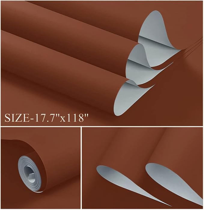 Dimoon 118''x17.7'' Orange Peel and Stick Wallpaper Contact Paper Modern Self Adhesive Wall Paper Removable Renter Friendly Textured Solid Color Shelf Cabinet Vinyl Roll (118''x17.7'',Vermilion)