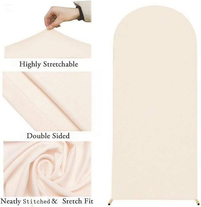 Beige 6FT Wedding Arch Cover, Beige Spandex Arch Backdrop Cover, Chiara Backdrop Cover for Festivals Birthday Party Banquet Ceremony Decoration