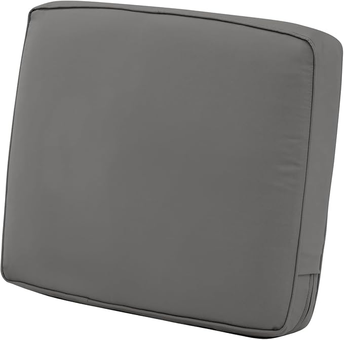 Classic Accessories Montlake Water-Resistant 23 x 20 x 4 Inch Patio Lounge Back Cushion, Light Charcoal Grey, Outdoor Loveseat Cushions