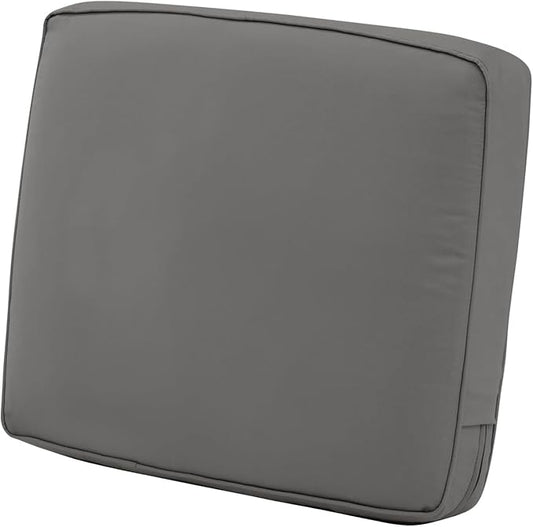 Classic Accessories Montlake Water-Resistant 23 x 20 x 4 Inch Patio Lounge Back Cushion, Light Charcoal Grey, Outdoor Loveseat Cushions
