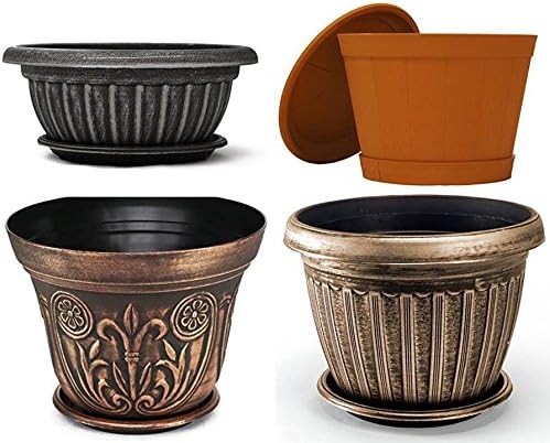 Decorative Heavy Duty Tray/Saucer (2 Pack) Rustic Medieval/French Country Look, Pot/Planter Base for Indoor/Outdoor Decor Use. Long Lasting, Reusable Light Weight (7 inches, Silver)