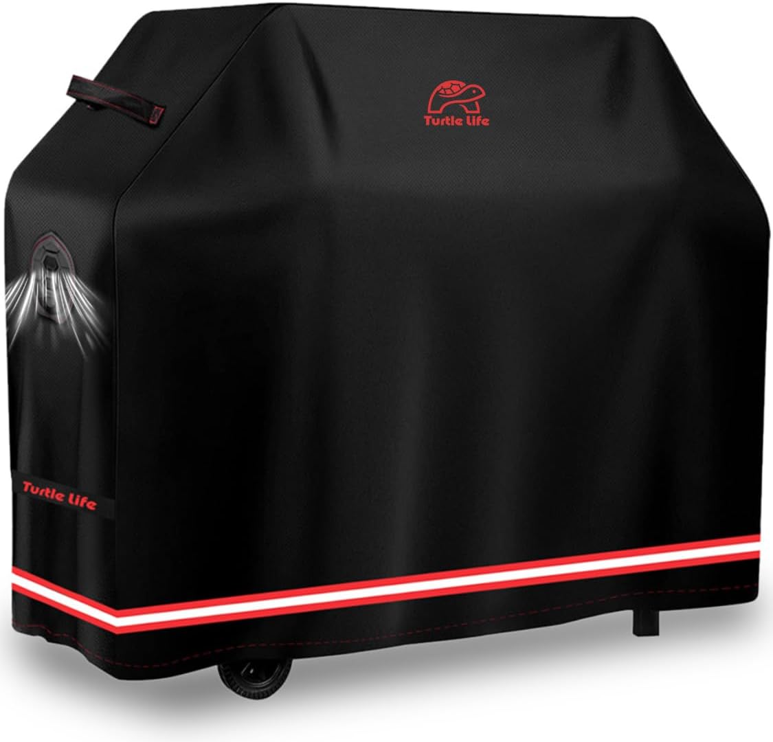 BBQ Grill Cover, 60 Inch Heavy Duty Waterproof 3-4 Burner Barbecue Gas Grill Covers for Weber Genesis Char-Broil Nexgrill Deluxe, Black