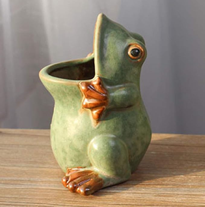 Ceramic Frog Shaped Plant Pot/Bonsai Pot/Flower Pot/Succulent Planter Multipurpose Pot