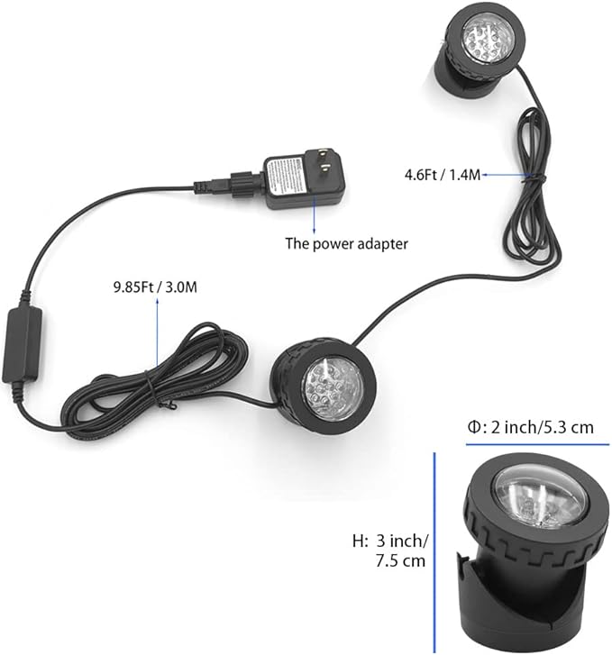 Colored Pond Lights with Timer, RGB Fountain Lights IP68 Waterproof Pond Light, Dimmable Outdoor Landscape Lights for Fish Tank Pond Fountain Garden, 3 Lights