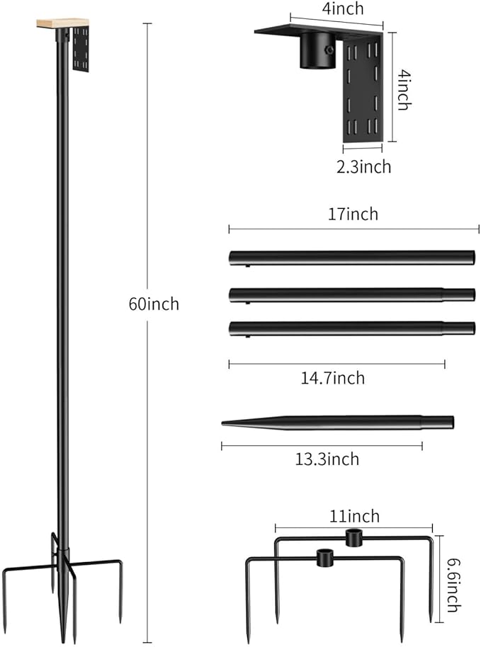 Bird Feeder Pole Stand – 60 Inch Height Feeding Station with 1-Inch Dia Heavy Duty for Hanging Feeders, Bird House Pole Mount Kit for Outdoor, Slip-Fit Connection