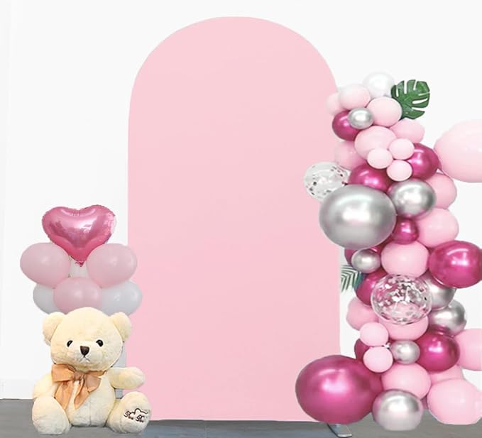 Pink 7.2 FT Arch Backdrop Cover, Pink Arch Cover, Wedding Arch Backdrop Stand Cover for Birthday Wedding Party Decoration