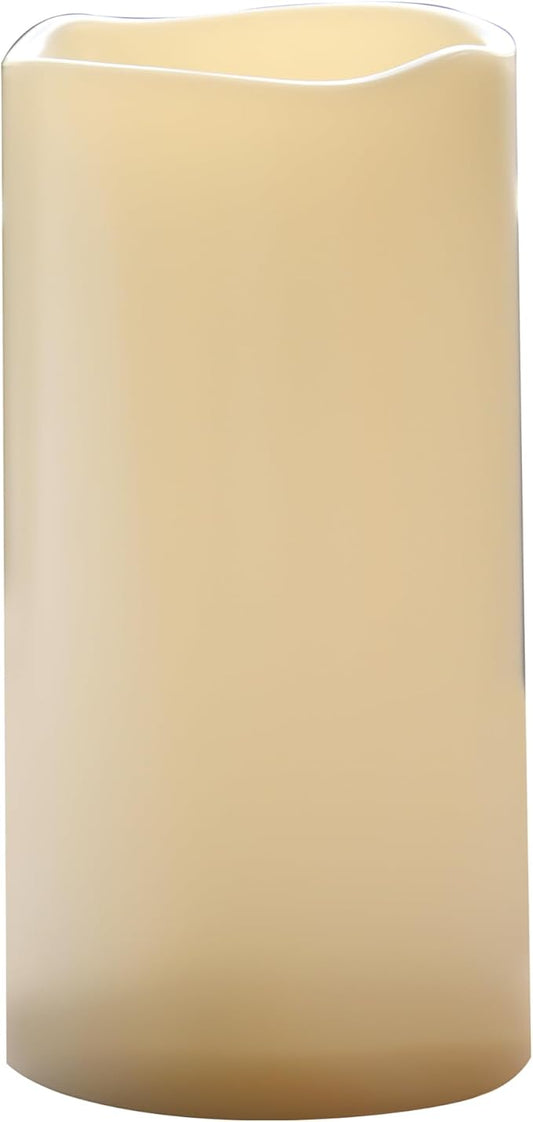CANDLE CHOICE Extra Large Waterproof Outdoor Flameless Candle 6”(D) x12”(H) Big Tall Battery Operated Pillar with 6-Hour Auto Timer Ivory Plastic Realistic Flickering LED Light for Garden Decorations