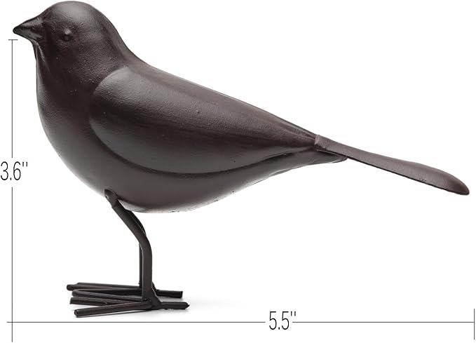 Decorative Small Nostalgia Style Cute Bird Art Iron Sculpture Figurine Home & Office & Garden Decoration, Rust/Brown (American Robin)