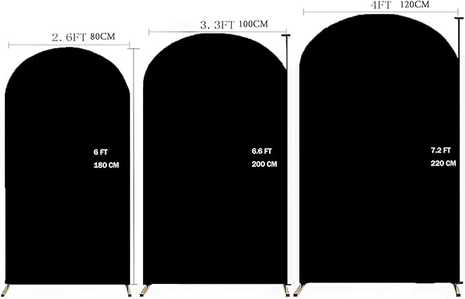 6FT Black Wedding Arch Cover, JFDYDM 6FT Arch Backdrop Cover, Black Arch Backdrop Covers for Wedding Birthday Party Celebration Decoration