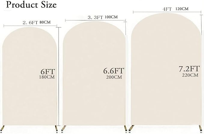 Beige 6FT Wedding Arch Cover, Beige Spandex Arch Backdrop Cover, Chiara Backdrop Cover for Festivals Birthday Party Banquet Ceremony Decoration