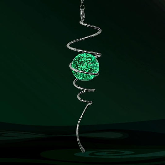 Glow in The Dark Wind Spinner Tail Gazing Ball Spiral Decorative Spiral Tail Wind Spinner Stabilizer Sun Catcher,Indoor Outdoor Hanging Art Garden Decoration Wind Sculpture Stabilizer-13in