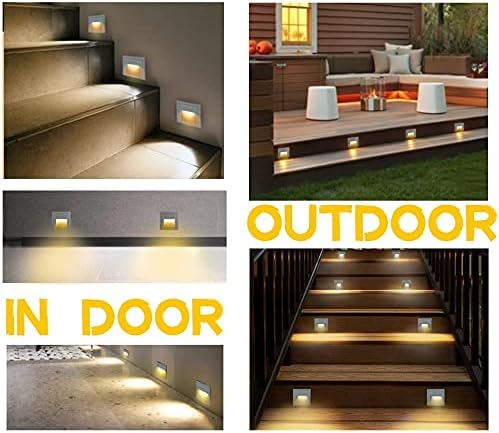 4Pack 3W LED Recessed Light120V Step Lights Warm White 3000K IP65 Waterproof Recessed Wall Light Staircase Light lamp, Inside Outside Garden Balcony Corridor, Aluminum,Grey