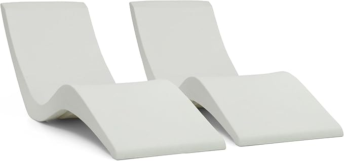 Aqua Outdoors Pool Chaise Lounge Chairs for Ledge & Shelf, Water-Weighted Pool Lounger for Depths Up to 9”, No Screw Plugs & Tools Needed, White Granite Ledge Lounger, Set of 2