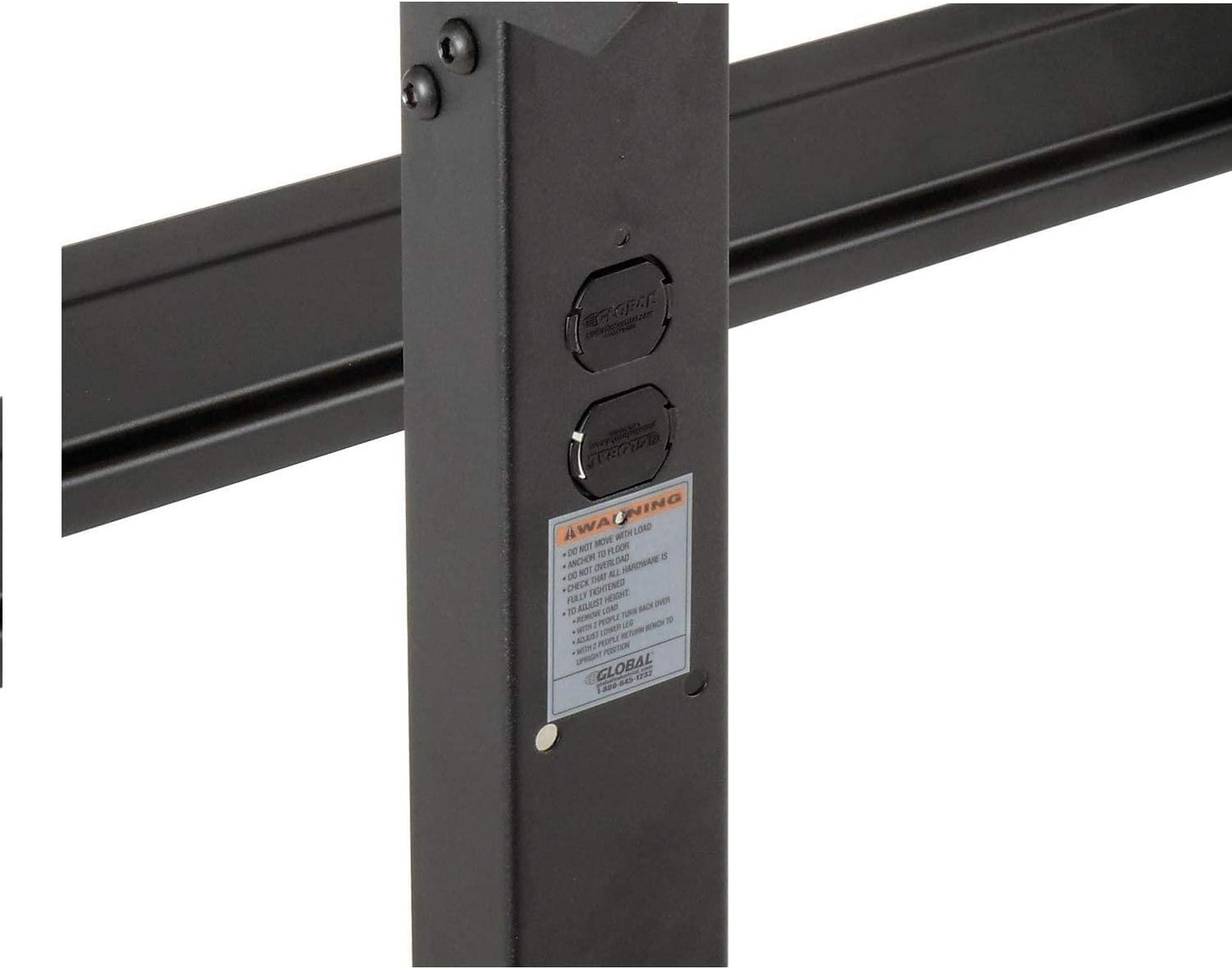 Global Industrial Adjustable Height Workbench C-Channel Leg, 60" W x 30" D, 1-3/4" Birch Top with Square Edge, 2000 Lbs. Capacity, Black Frame, Industrial Workbench