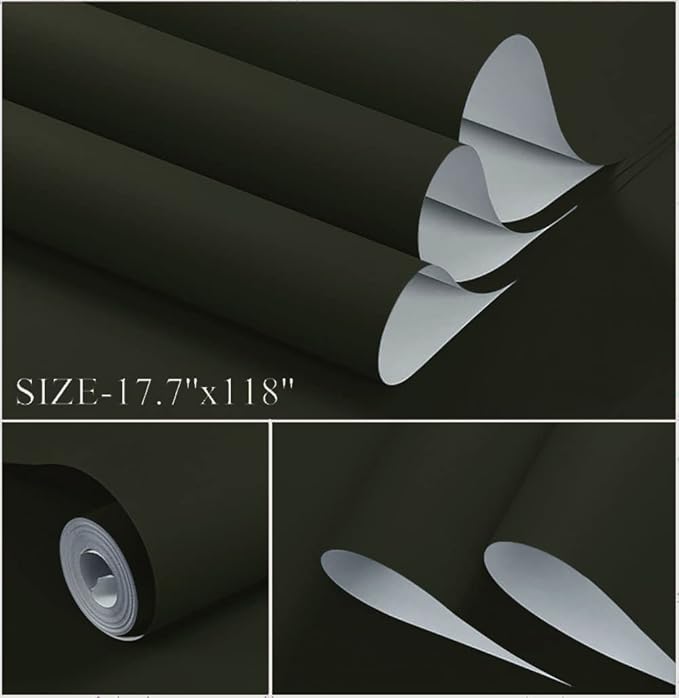 Dimoon 236''x17.7'' Green Peel and Stick Wallpaper Contact Paper Modern Self Adhesive Wall Paper Removable Renter Friendly Textured Solid Color Shelf Cabinet Vinyl Roll (236''x17.7'',Retro Green)