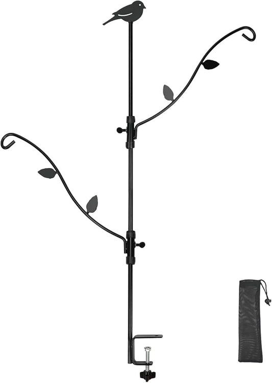 Deck Bird Feeder with Multi-Hooks and Adjustable Branches for Porch