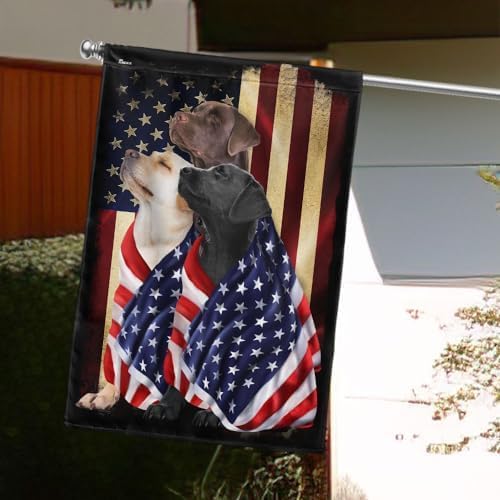 FLAGWIX Three Labrador Retriever Dogs, Patriot American Dog Flags - 4th of July Decorations for Home, Outside, Indoor Outdoor Flag, House Flag 30x40 - Double Sided, Heavy Duty Canvas, Fade Resistant
