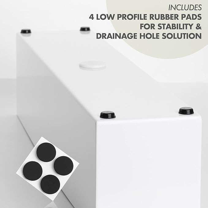 DR&Co Modern White Rectangle Planter Box, 16" Metal Planter Perfect for Succulent, Narrow Box for Table or Window Sill, Rectangular Stainless Steel Long