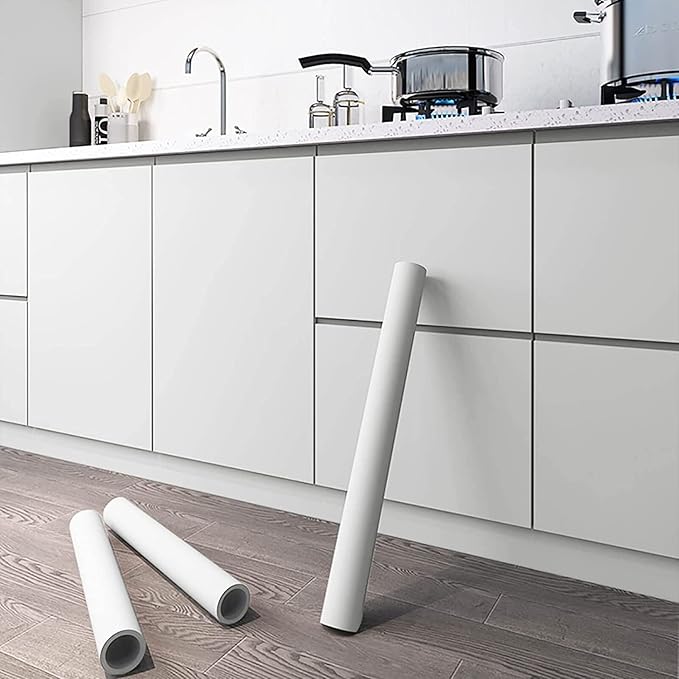 Dimoon 236''x23.6'' White Skin Peel and Stick Wallpaper Contact Paper Modern Self Adhesive Wall Paper Removable Renter Friendly Textured Solid Color Cabinet Vinyl Roll (236''x23.6'',White Skin)