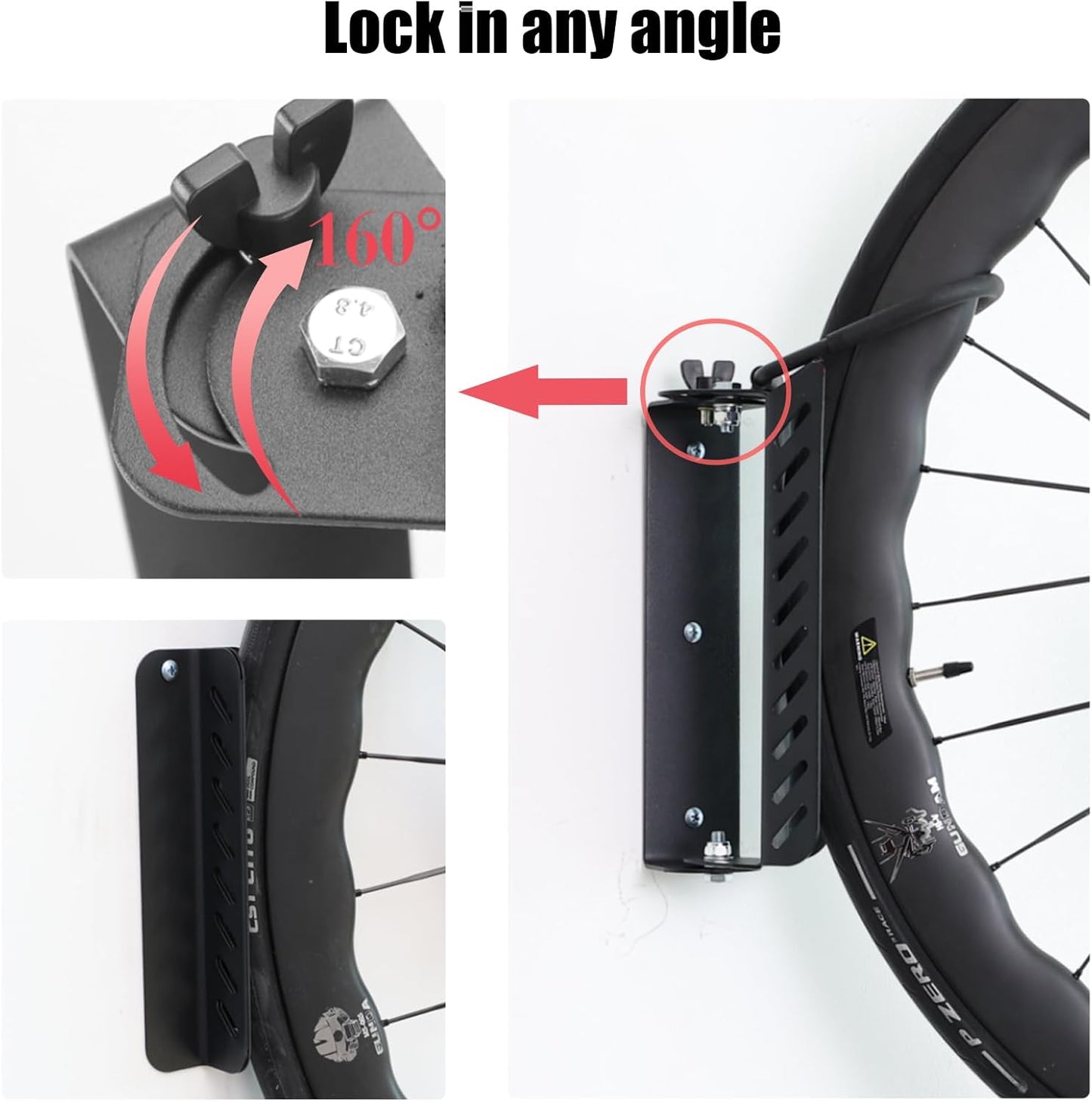 Bike Wall Mount Vertical, Swivel Bike Hangers For Garage, Bike Rack Garage Wall, Bicycle Hooks, Garden Indoor Outdoor Storage, (2Pack)