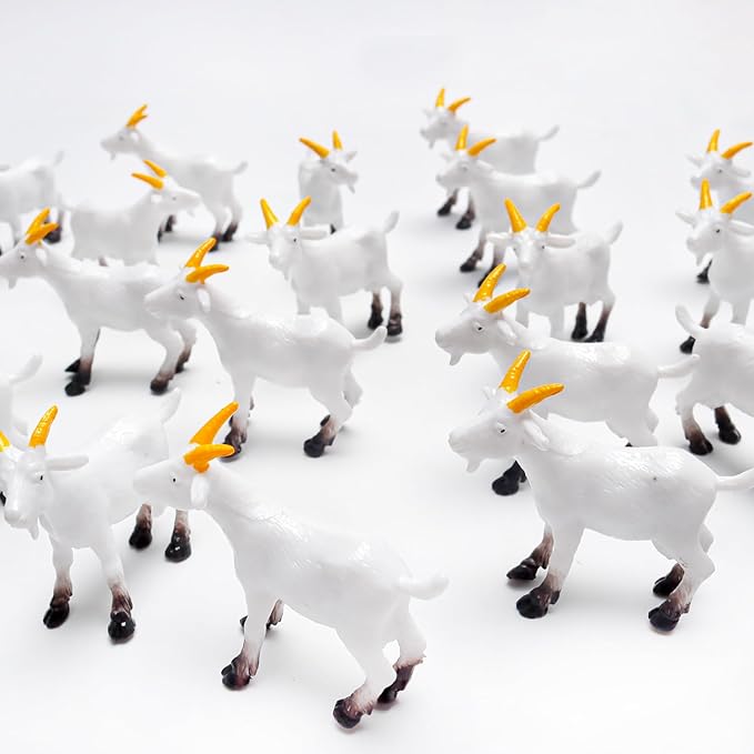 Aydinids 25 Pcs Miniature Goat Figurines Mini Resin Lamb Miniature Lamb Figure Plastic Farm Animal Model for Succulent Planter Moss Landscape DIY Terrarium Fairy Garden