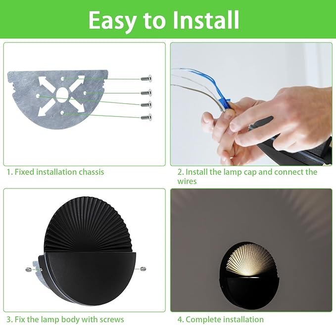 6W Wall Lamp,Exterior Waterproof Wall Sconces Light Fixture,110V Wall Mount Light 3000K Warm White Porch Lights for Garage,House,Garden,Patio 4Pack (Black)