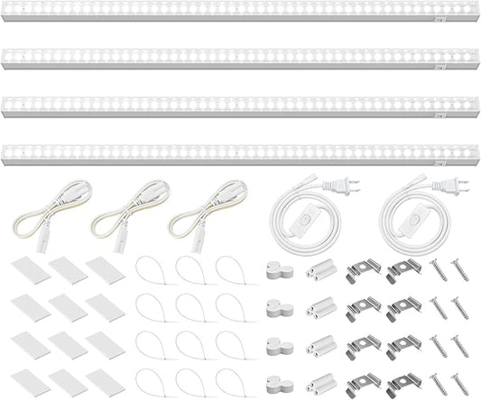 Barrina T5 Grow Lights for Indoor Plants Full Spectrum, 2FT 40W (4 X 10W) Indoor Plant Light with Separate Switch, Linkable Grow Lamp, Indoor Plant Lights for Growth with White Cover, 5000K, 4 Packs