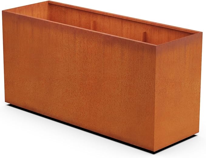 Corten Steel Planter Rectangle Outdoor Metal Garden Box Heavy Duty | Made in USA | Fully Assembled