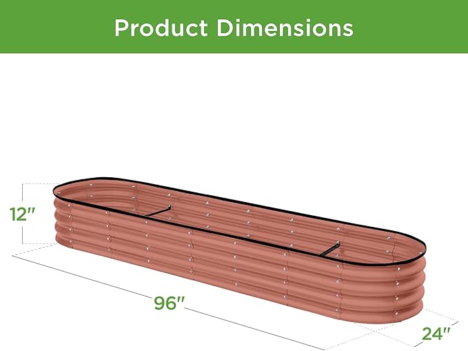 Best Choice Products 8x2x1ft Outdoor Metal Raised Garden Bed, Oval Deep Root Planter Box for Vegetables, Flowers, Herbs, and Succulents w/ 108 Gallon Capacity - Terracotta