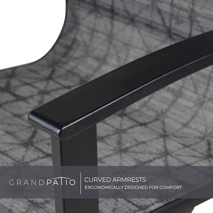 Grand patio Outdoor Swivel Dining Chairs 4-Piece Patio Dining Chairs Set Mesh Sling Patio High Back Swivel Rockers, Black & Grey Plaid