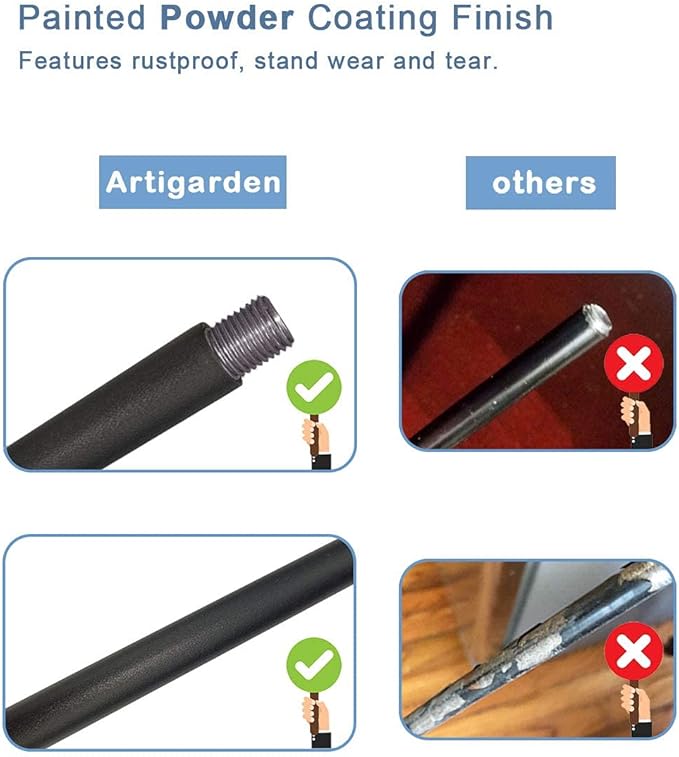 60 inch Outdoor Shepherd Hook with 5 Prong Base (2 Packs), Adjustable Heavy Duty Garden Hanging Stake for Bird Feeder Solar Light Plant Hanger Wedding Decor, Matte Black