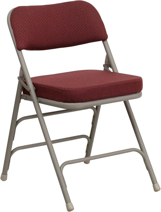 Flash Furniture 4 Pack HERCULES Series Premium Curved Triple Braced & Double Hinged Burgundy Fabric Metal Folding Chair