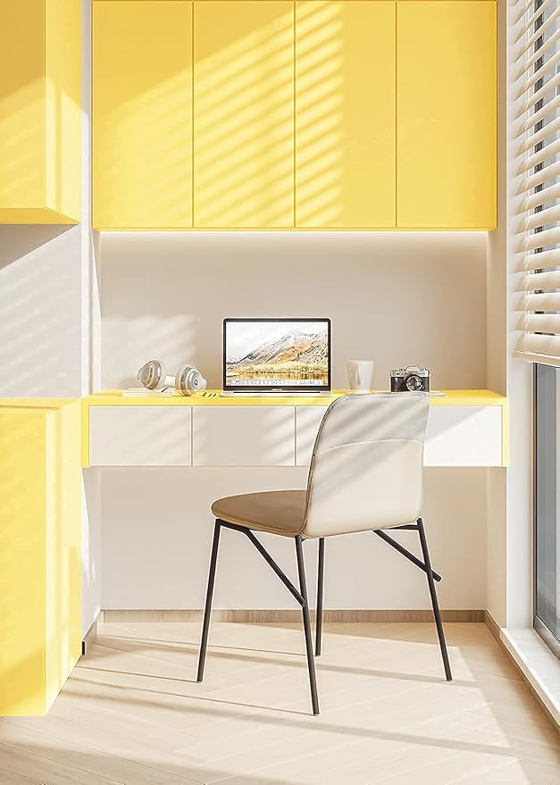 Dimoon 236''x17.7'' Yellow Peel and Stick Wallpaper Contact Paper Modern Self Adhesive Wall Paper Removable Renter Friendly Textured Solid Color Shelf Cabinet Vinyl Roll (236''x17.7'',Yellow)