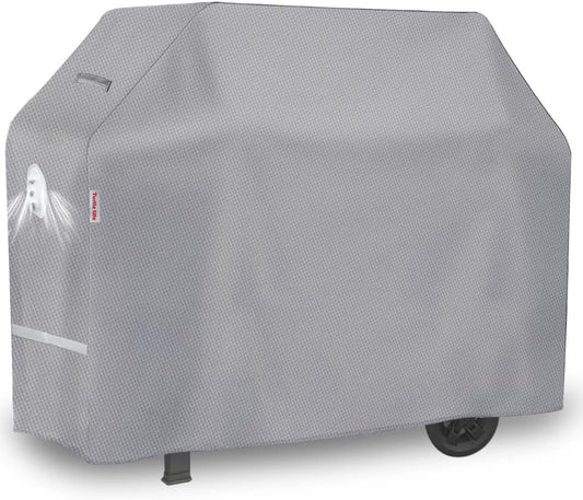 BBQ Grill Cover, 60 Inch Heavy Duty Waterproof 3-4 Burner Barbecue Gas Grill Covers for Weber Genesis Char-Broil Brinkmann, Gray