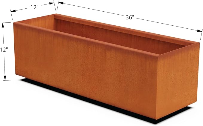 Corten Steel Planter Rectangle Outdoor Metal Garden Box Heavy Duty | Made in USA | Fully Assembled