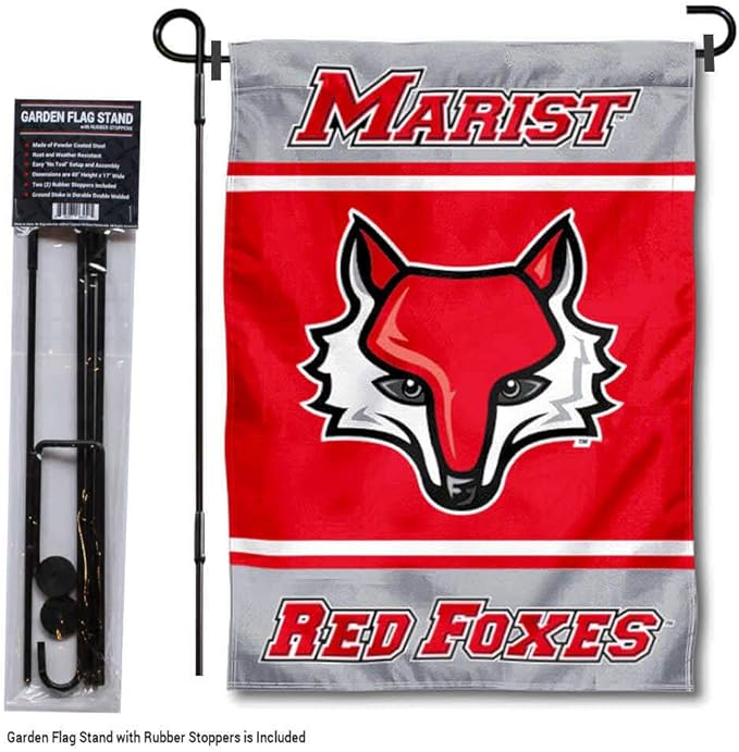 College Flags & Banners Co. Marist Red Foxes Garden Flag with Stand Holder