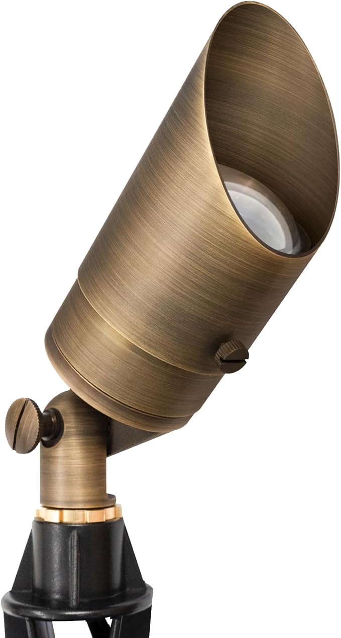 GKOLED 12V Brass Landscape Spotlight, LED Low Voltage Landscape Lighting, Outdoor Adjustable Lights for Yard Wall Lawn Tree Patio Garden, Waterproof Directional Up Light, No MR16 Bulb