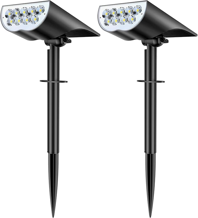 BAXIA TECHNOLOGY Solar Spot Lights Outdoor Waterproof, 3 Lighting Modes Solar Pathway Lights, Dusk to Dawn Spotlight for Yard Garden Landscape Driveway, Warm White, 6 Pack