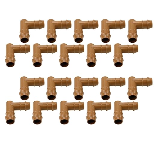 Dnyta 20pcs 1/2 Inch Drip Irrigation Elbow Fittings Elbow Connector (17mm) Drip Irrigation Fittings for Most 1/2" Irrigation Tubing or Sprinkler Systems